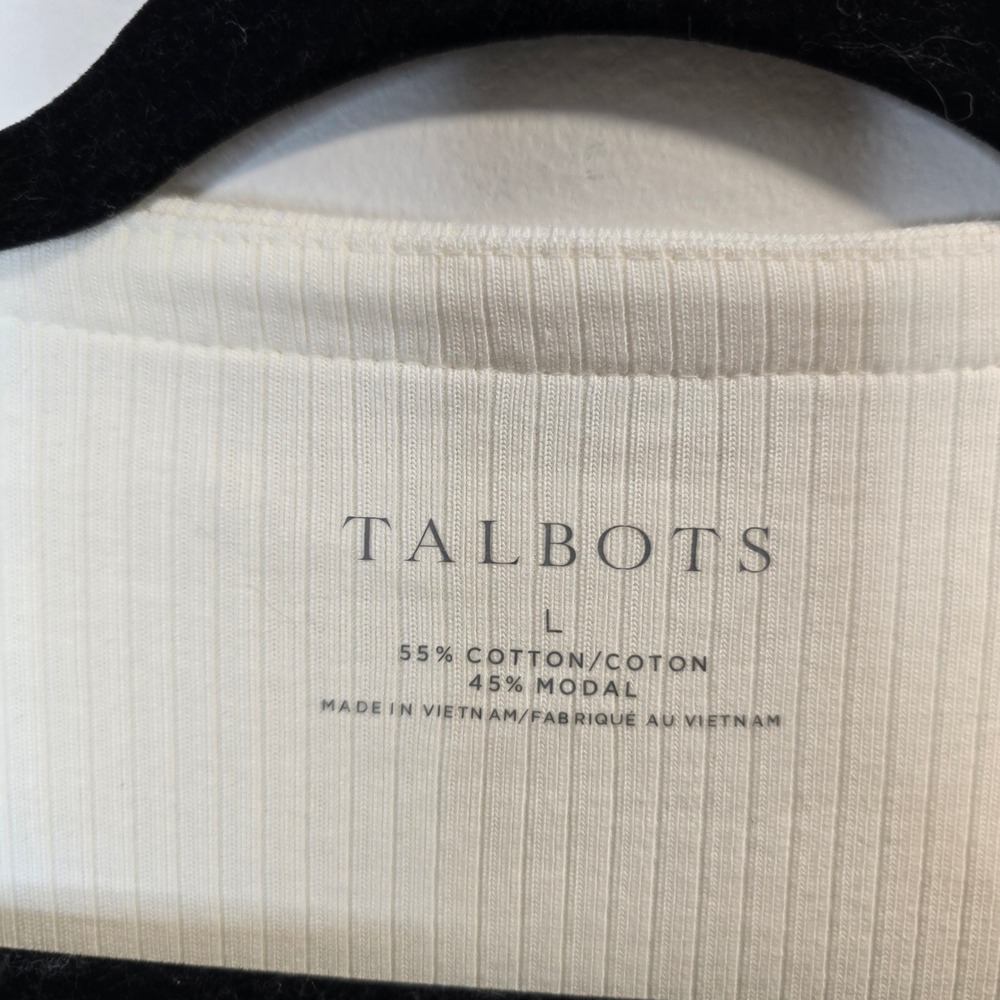 Talbots Cream Ribbed Tie-Front Cardigan - Picture 3 of 8